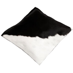Luxurious Handmade Brown and White Cowhide Cushion Cover - Rustic Elegance for Sofa or Bed in Soft Cowhide Hair and Faux Leather