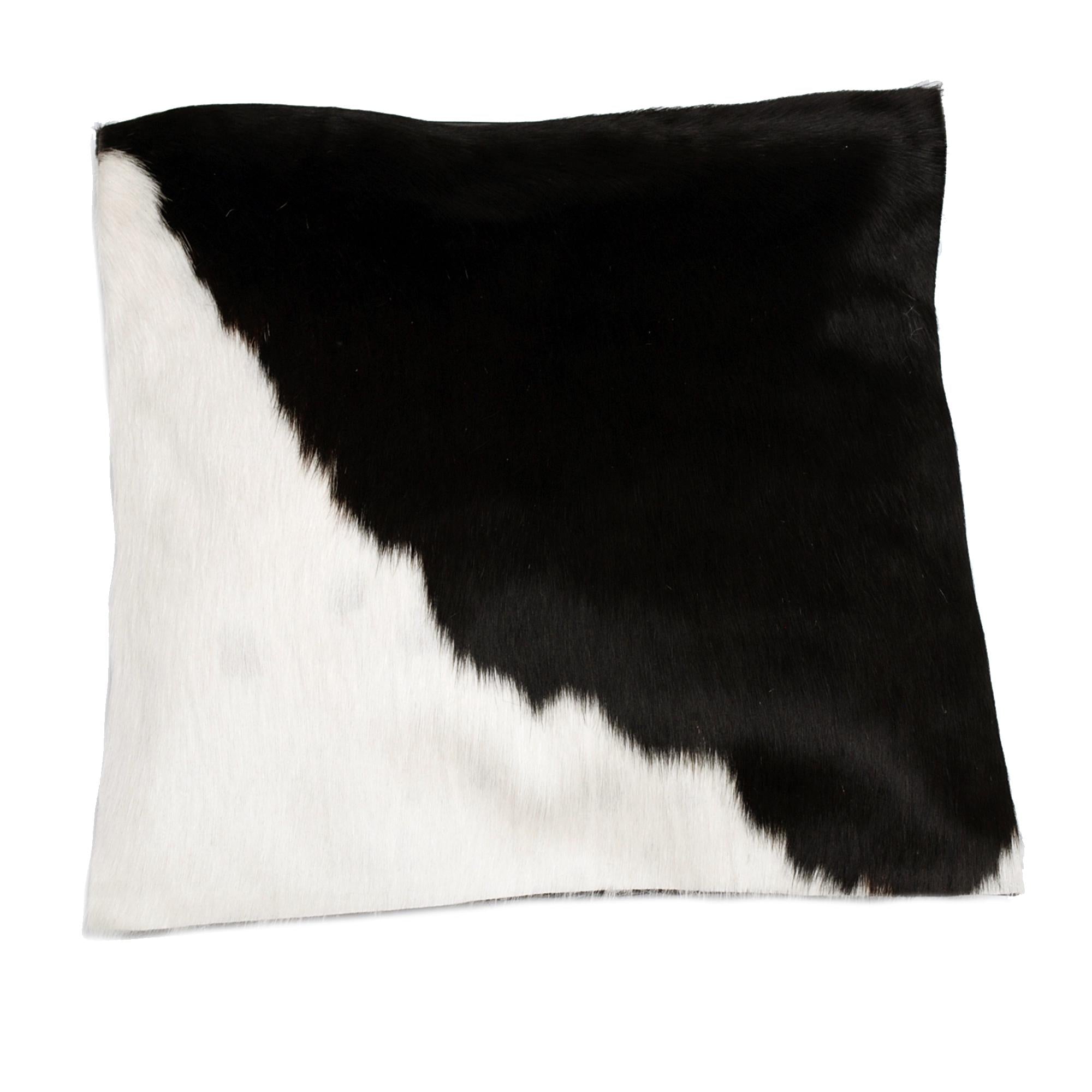 Luxurious Handmade Brown and White Cowhide Cushion Cover - Rustic Elegance for Sofa or Bed in Soft Cowhide Hair and Faux Leather