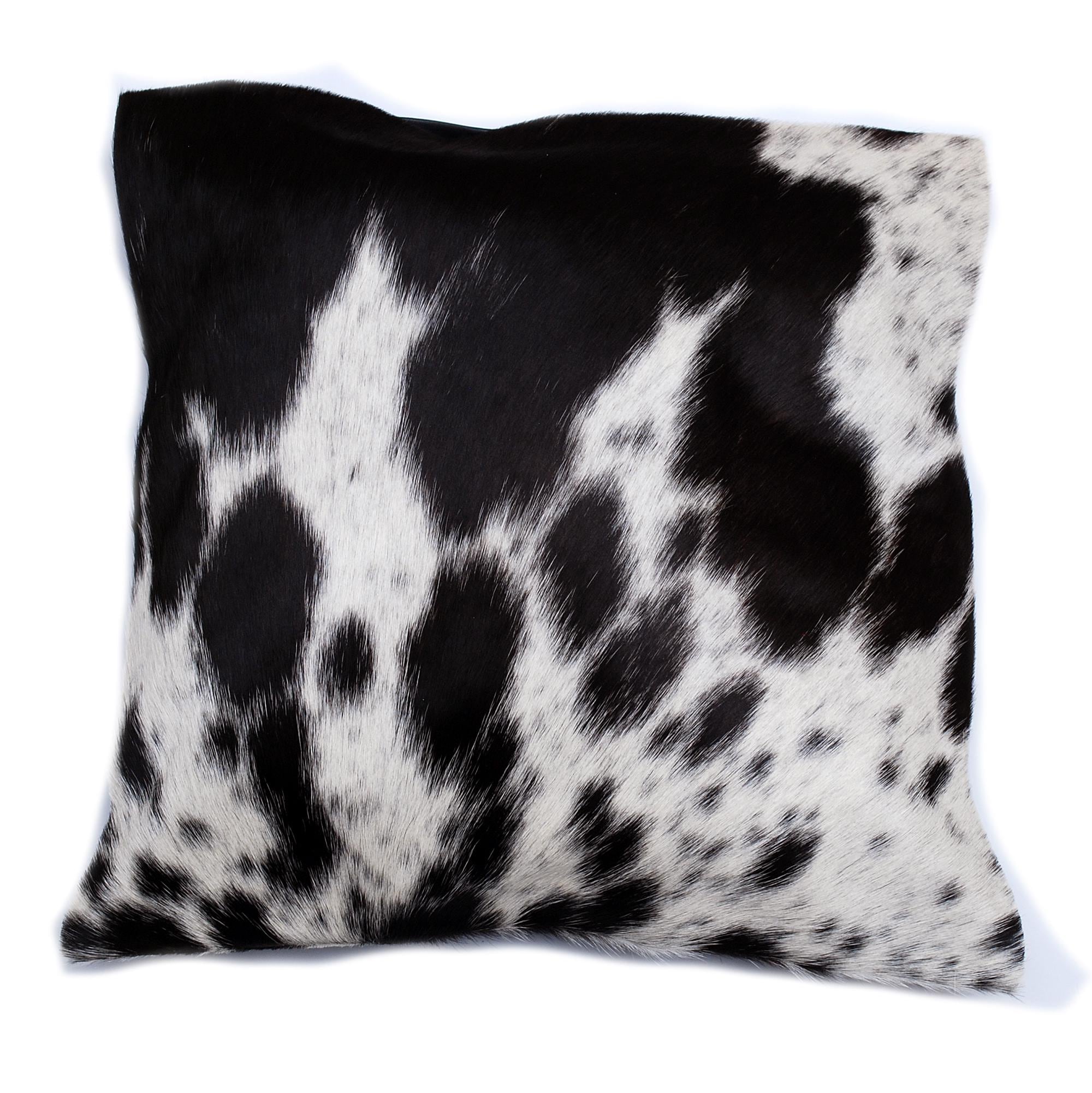 Luxurious Handmade Brown and White Cowhide Cushion Cover with Faux Leather Back - Rustic Elegance and Natural Beauty - 100% Natural Cowhide