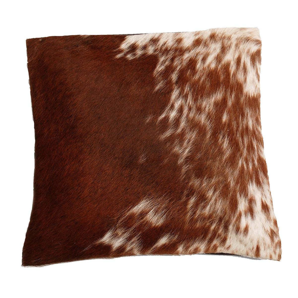 Handmade Brown and White Cowhide Cushion Cover - Luxurious 100% Natural Cowhide Throw Pillow Cover for Rustic Elegance