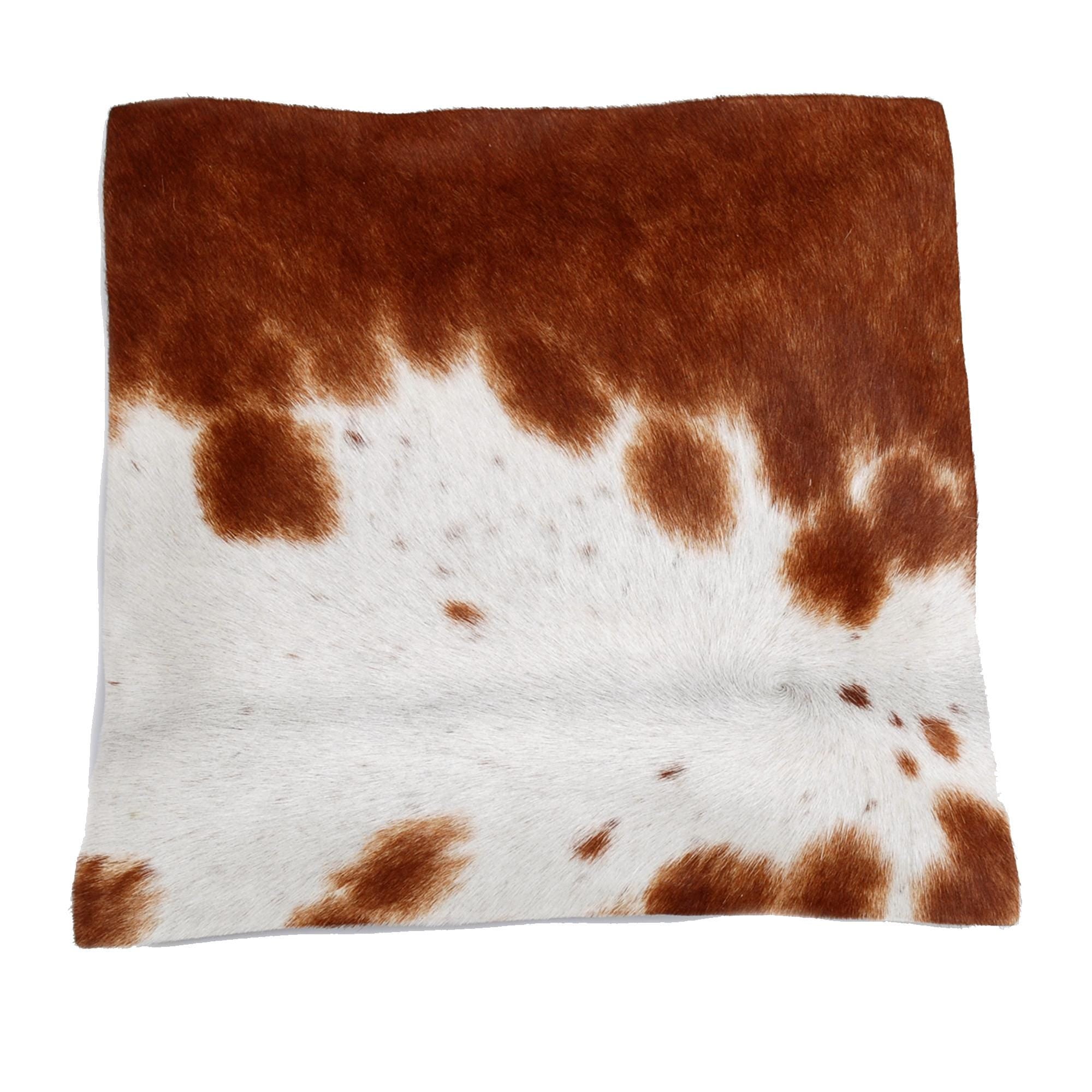 Rustic Elegance: Handmade Brown and White Cowhide Throw Pillow Cover