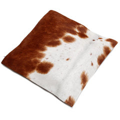 Rustic Elegance: Handmade Brown and White Cowhide Throw Pillow Cover