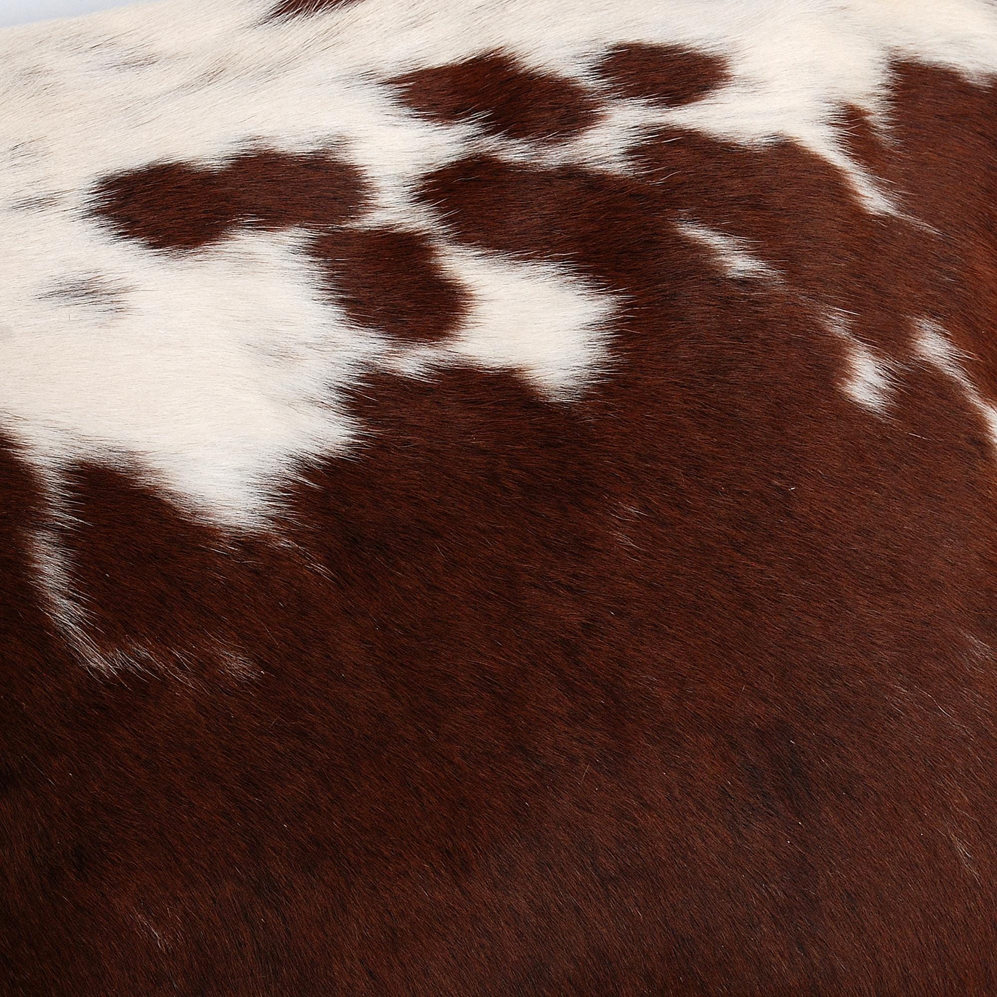 Luxurious Handmade Brown and White Cowhide Accent Cushion Cover - Rustic Elegance for Sofa or Bed