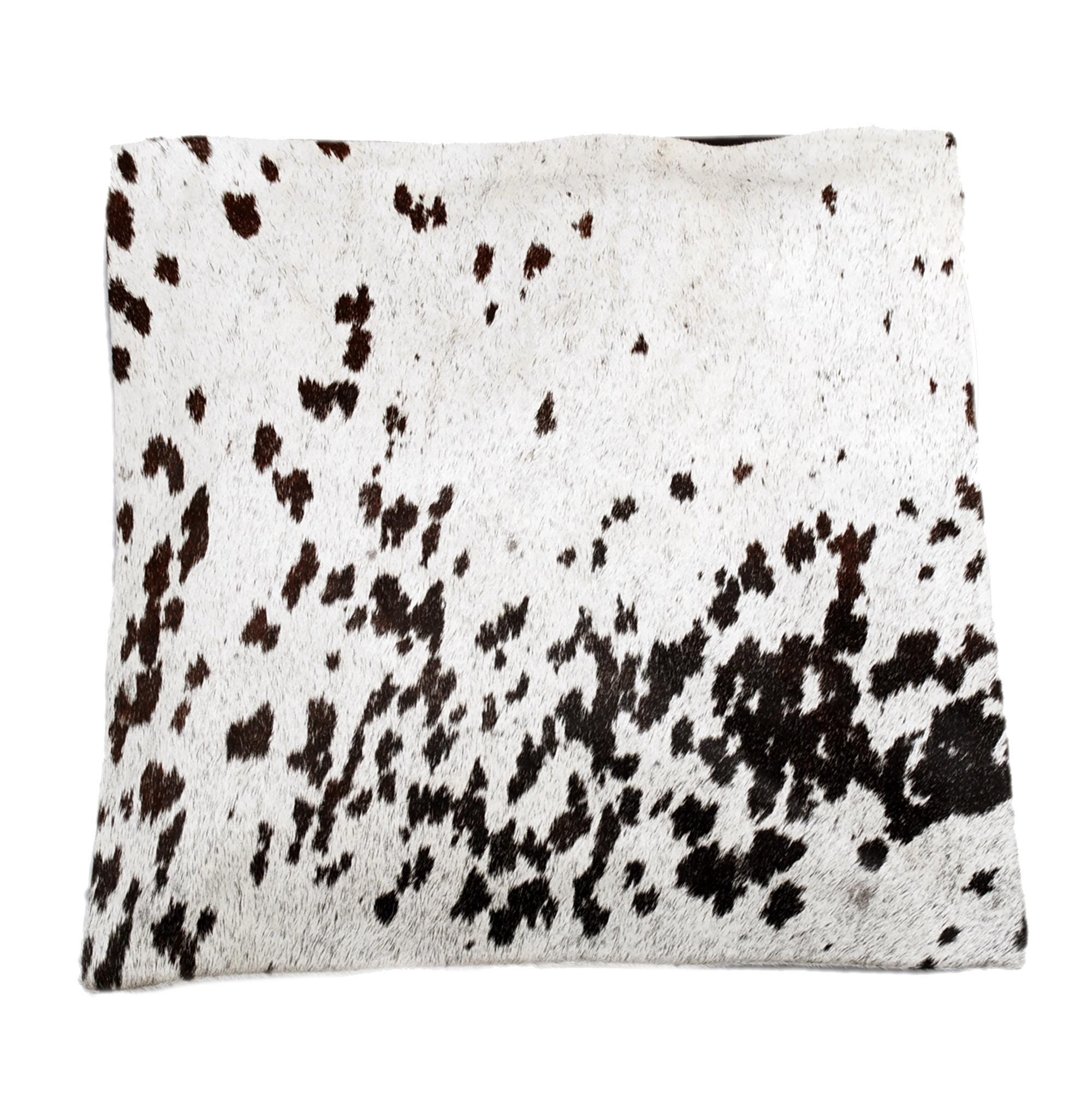 Luxurious Brown & White Cowhide Cushion Cover Handmade with 100% Natural Cowhide Hair - Faux Leather Back - Rustic Elegance for Home Decor
