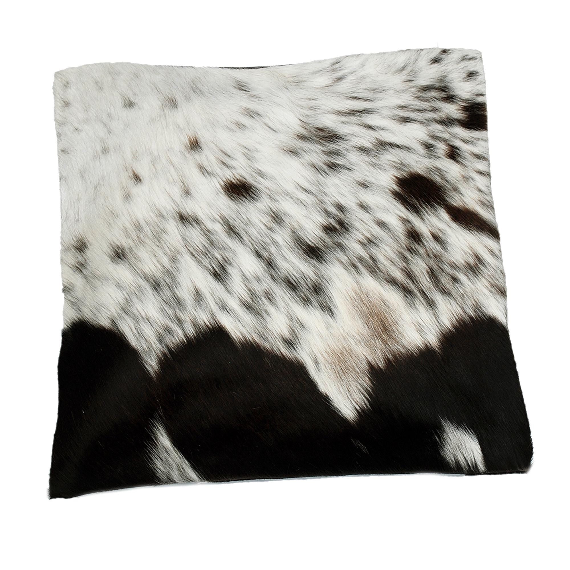 Elegant Handmade Brown & White Cowhide Cushion Cover Hair On Leather Unique Animal Pattern Rustic Home Décor
