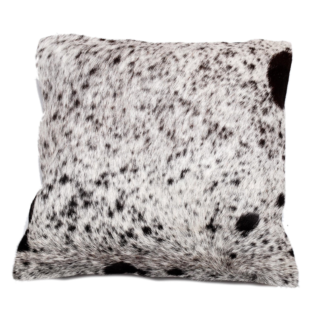 Luxurious Handmade Brown and White Cowhide Cushion Cover with Soft Faux Leather Back - Celestial Leather Limited