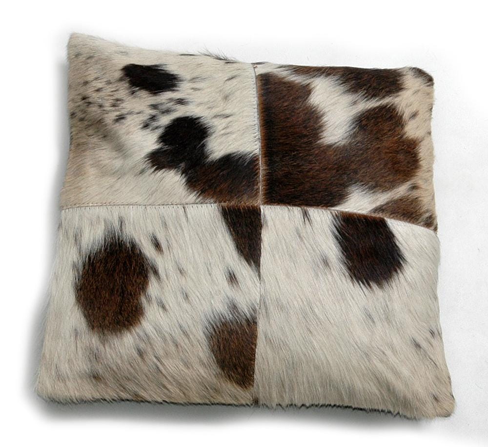 Luxurious Multicolor Handmade Patchwork Cowhide Cushion Cover for Natural Elegance and Comfort