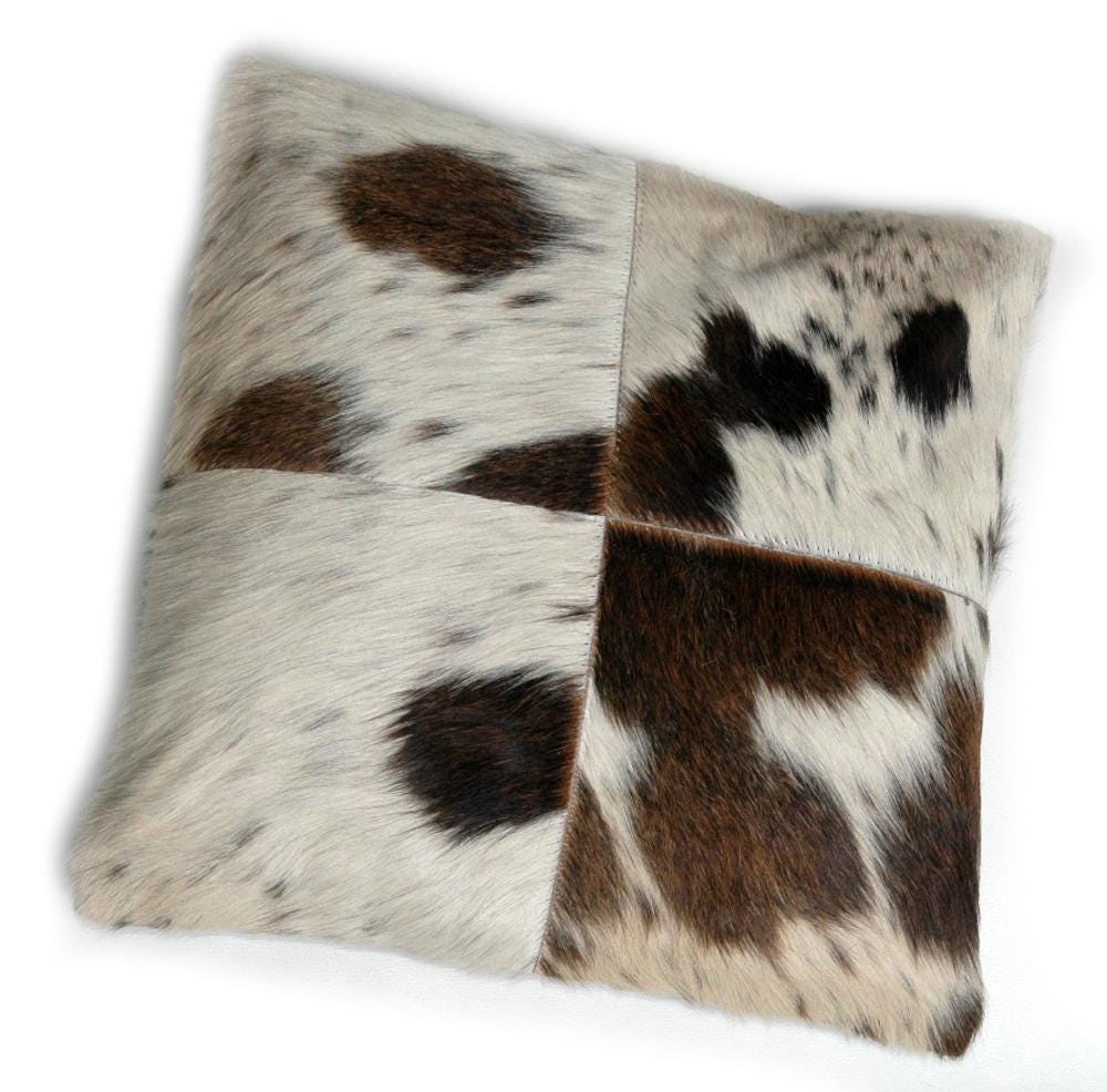 Luxurious Multicolor Handmade Patchwork Cowhide Cushion Cover for Natural Elegance and Comfort