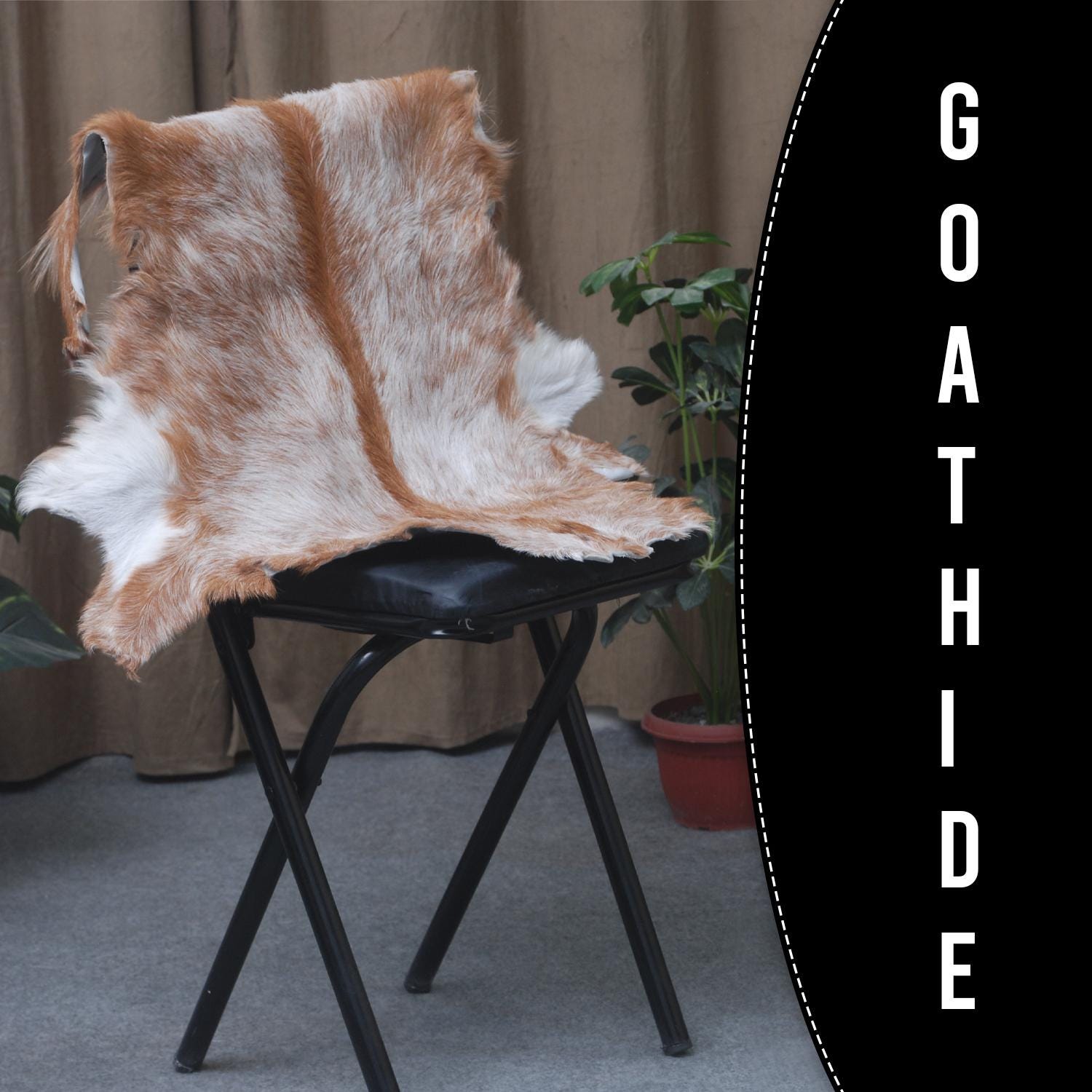 Luxurious Brown and White Goat Hide Rug - Premium Hair-on Goat Skin Rug - Handcrafted Elegance for Your Home - Eco-Friendly and Stylish - Celestial Leather Limited