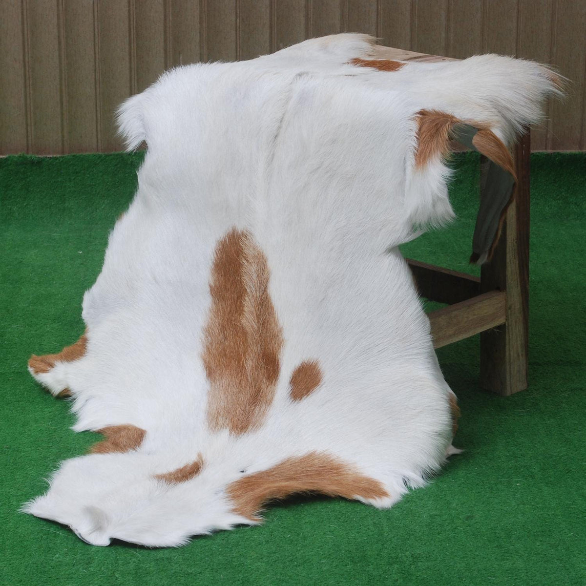 Luxurious Handpicked Brown & White Goat Skin Rug - Hypoallergenic - Non-Shedding - Sustainable - Eco-Friendly - Premium Hair-On Goatskin Rug - Celestial Leather Limited