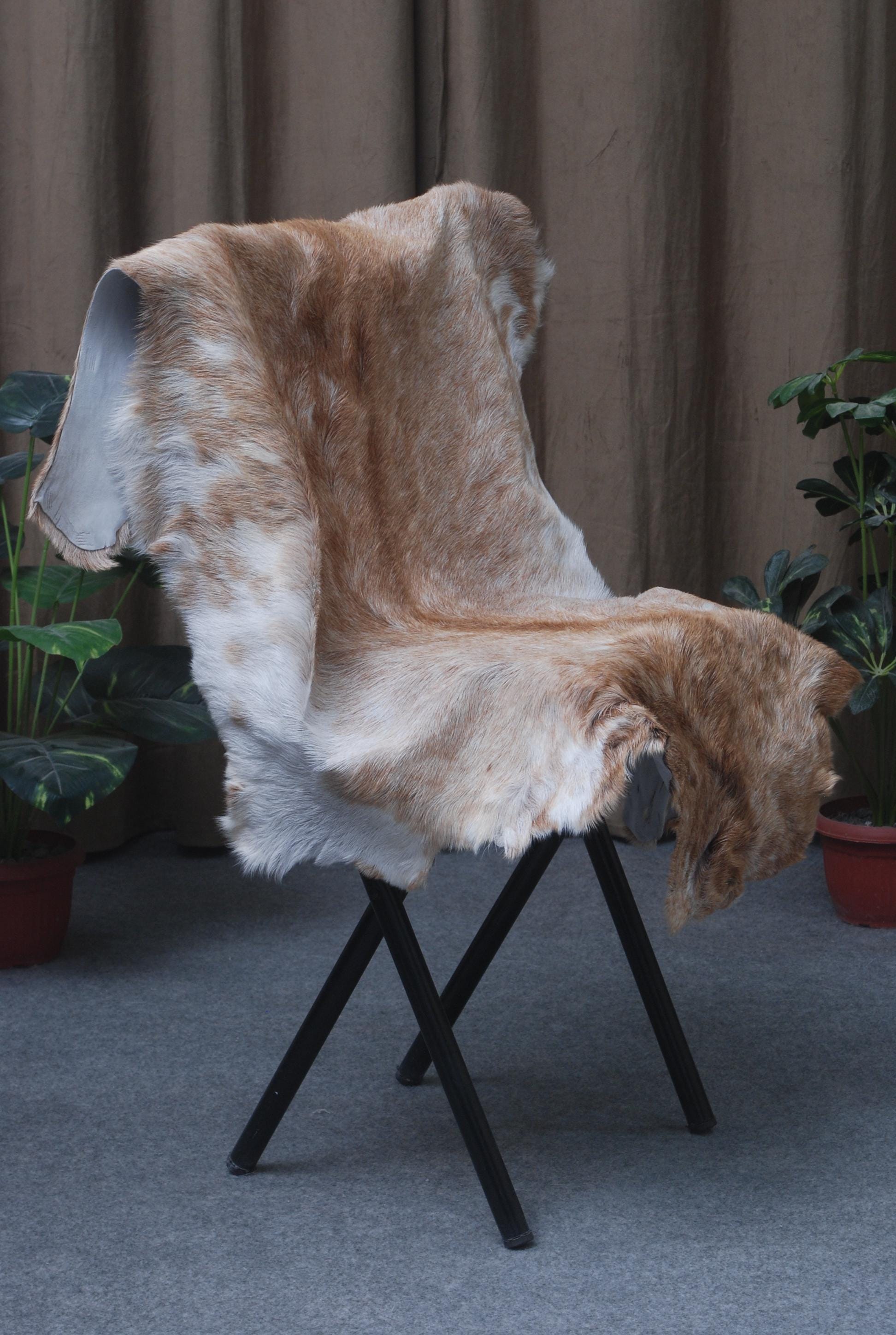 Luxury Brown & White Goat Skin Rug - Premium Quality Handcrafted Natural Goat Hide Rug for Home Decor - Celestial Leather Limited