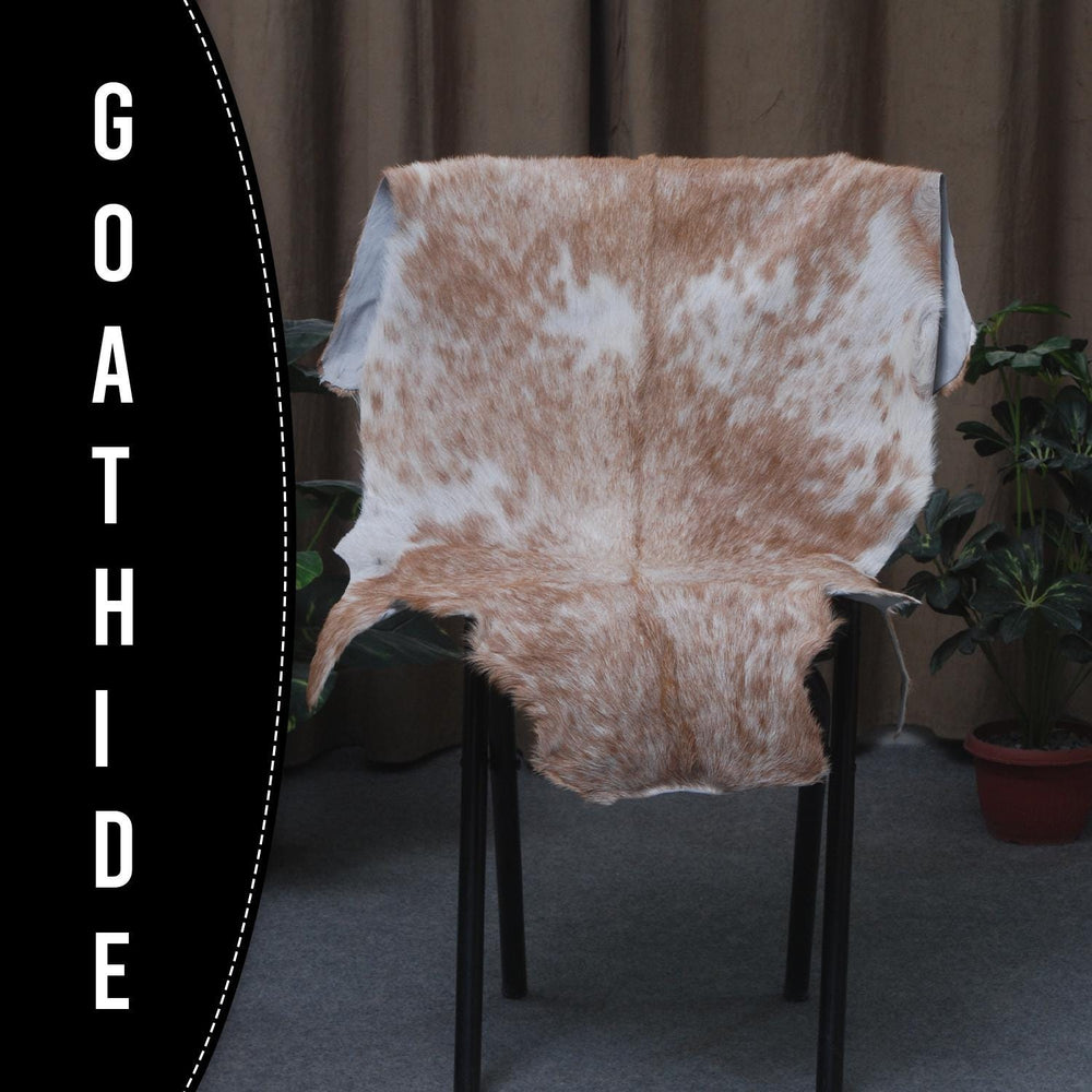 Luxurious Brown and White Goat Hide Rug - Premium Hair-On Natural Goatskin with Unique Patterns and Non-Slip Suede Back - Celestial Leather Limited
