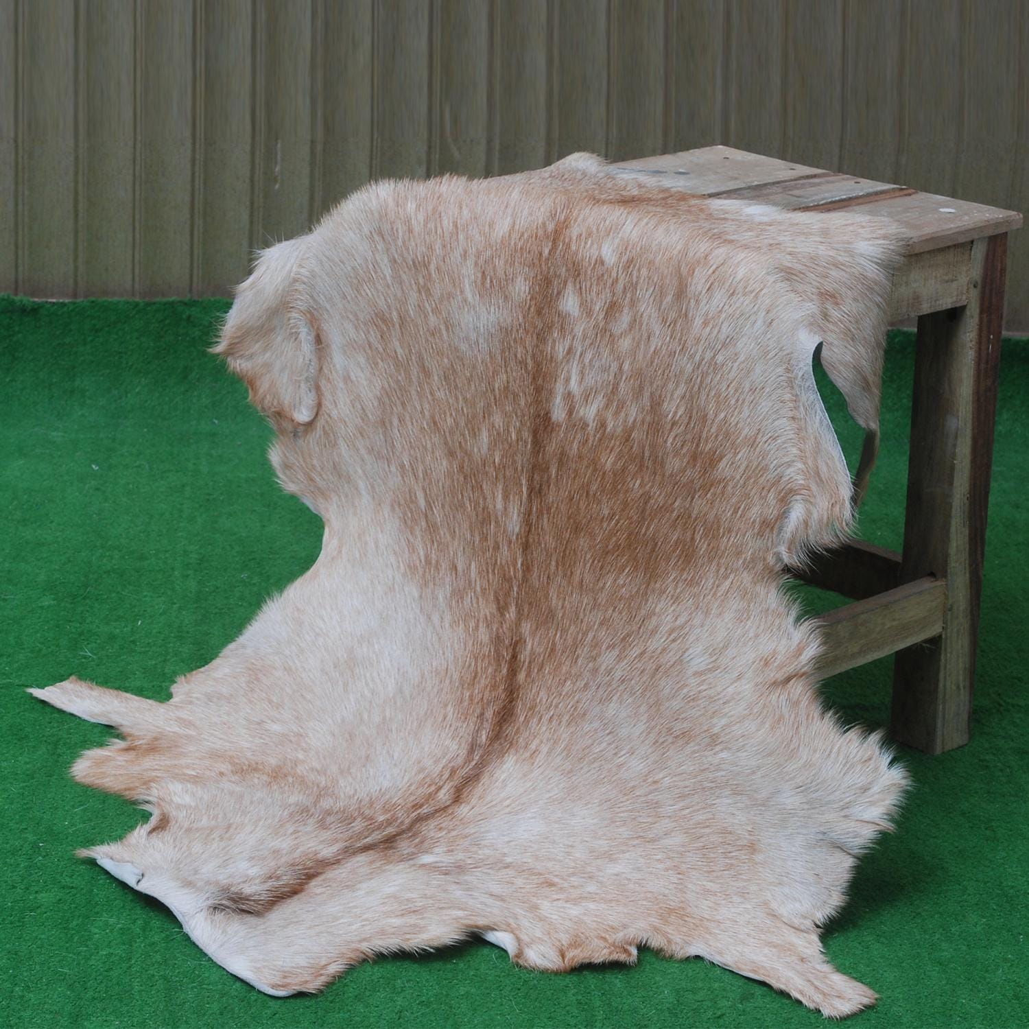 Premium Brown and White Goat Hide Rug - Natural, Handcrafted, Non-Slip Suede Back, Eco-Friendly & Sustainable - Hypoallergenic - Celestial Leather Limited