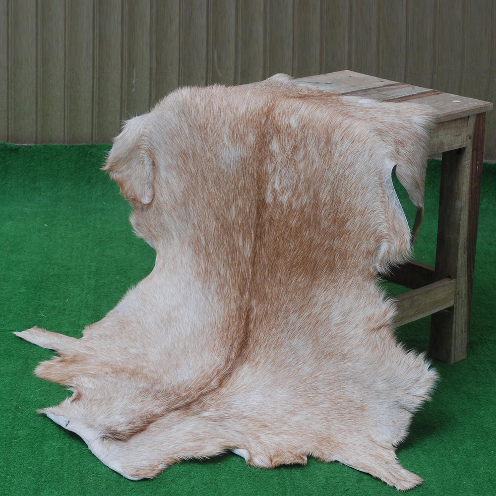 Premium Brown and White Goat Hide Rug - Natural, Handcrafted, Non-Slip Suede Back, Eco-Friendly & Sustainable - Hypoallergenic - Celestial Leather Limited