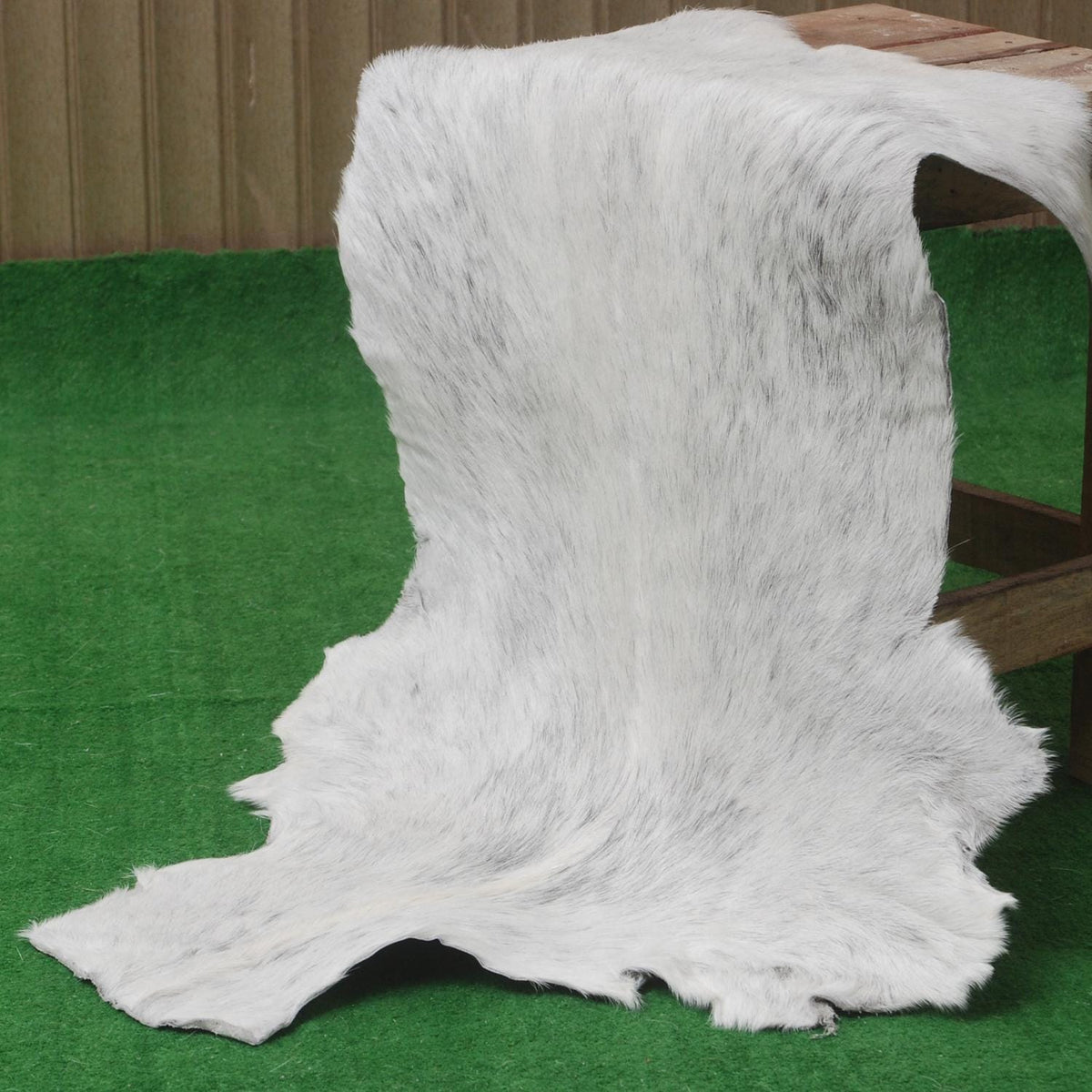 Luxury Grey & White Natural Goat Skin Rug - Serene - Tranquil Wall Decor - Sustainable, Eco-Friendly, Non-Slip Backing - Hypoallergenic - - Celestial Leather Limited