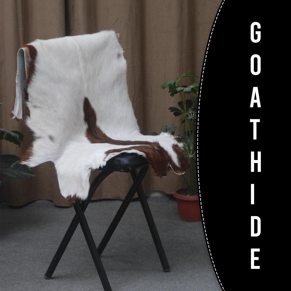 Luxury Brown & White Goat Hide Rug - Premium Hair-on Skin - Eco-Friendly - Hypoallergenic - Handcrafted Elegance for Any Room - Celestial Leather Limited
