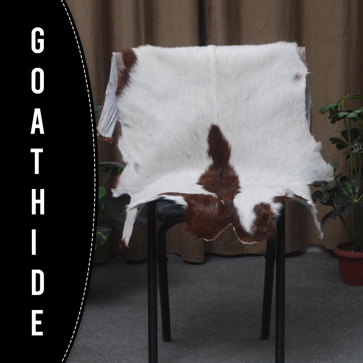 Luxury Brown & White Goat Hide Rug - Premium Hair-on Skin - Eco-Friendly - Hypoallergenic - Handcrafted Elegance for Any Room - Celestial Leather Limited