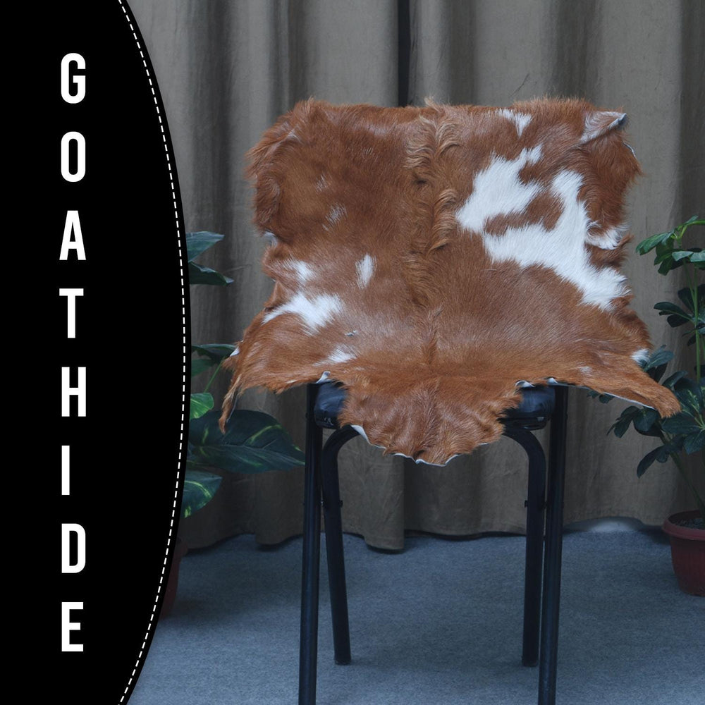 Luxury Brown & White Goat Skin Rug with Unique Patterns - Eco-Friendly - Hypoallergenic for Living Room or Bedroom Décor - Celestial Leather Limited