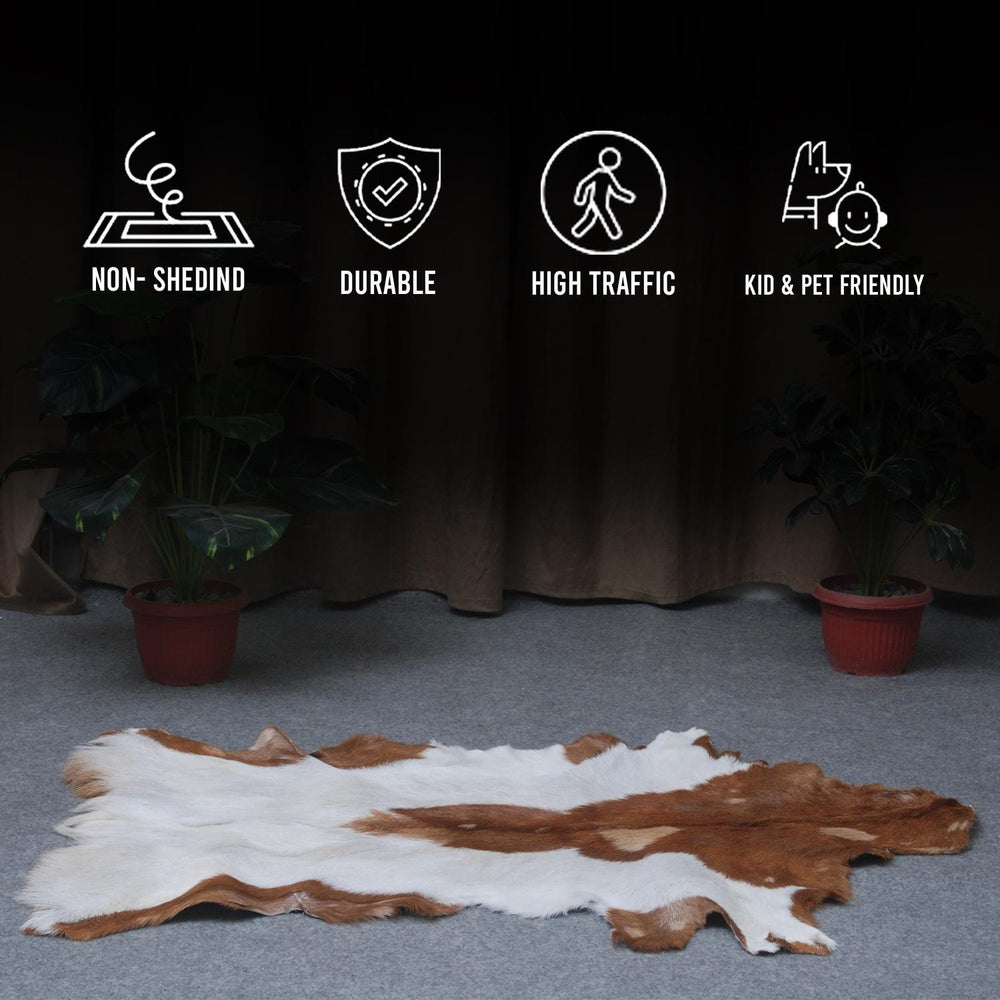 Luxury Multicolor Goat Skin Rug - Handmade from 100% Pure Goat Skin, Hypoallergenic, Non-Slip Suede Back, Sustainable Eco-Friendly Décor - Celestial Leather Limited