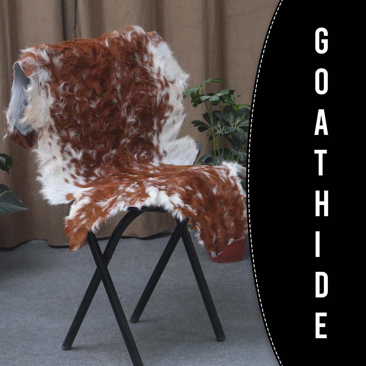Luxury Brown and White Goat Hide Rug | Premium Hair-On Skin | Handpicked Unique Patterns | Sustainable and Eco-Friendly