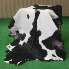 Luxurious Handmade Black & White Goat Skin Rug: Soft, Hypoallergenic, Sustainable, Non-Shedding & Unique - Add Nature's Beauty to Your Home - Celestial Leather Limited