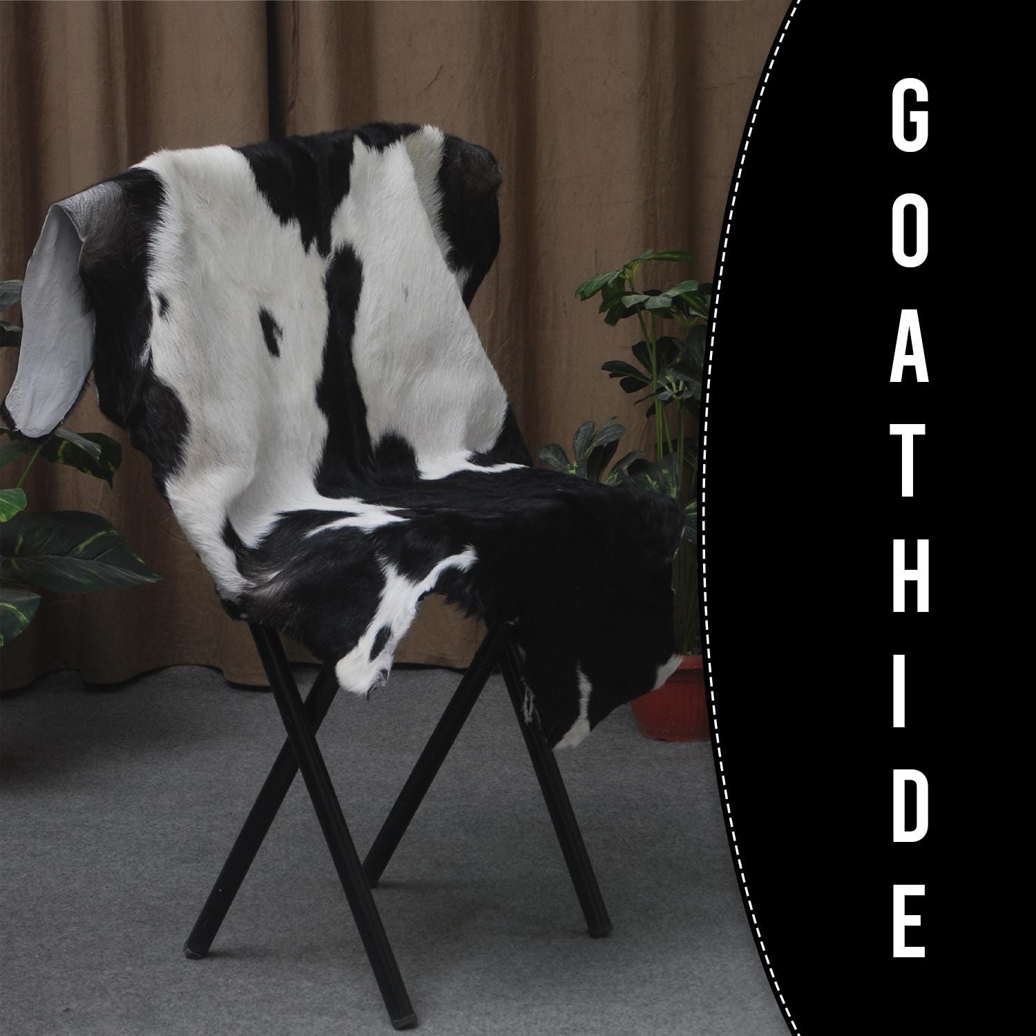 Luxurious Handmade Black & White Goat Skin Rug: Soft, Hypoallergenic, Sustainable, Non-Shedding & Unique - Add Nature's Beauty to Your Home - Celestial Leather Limited
