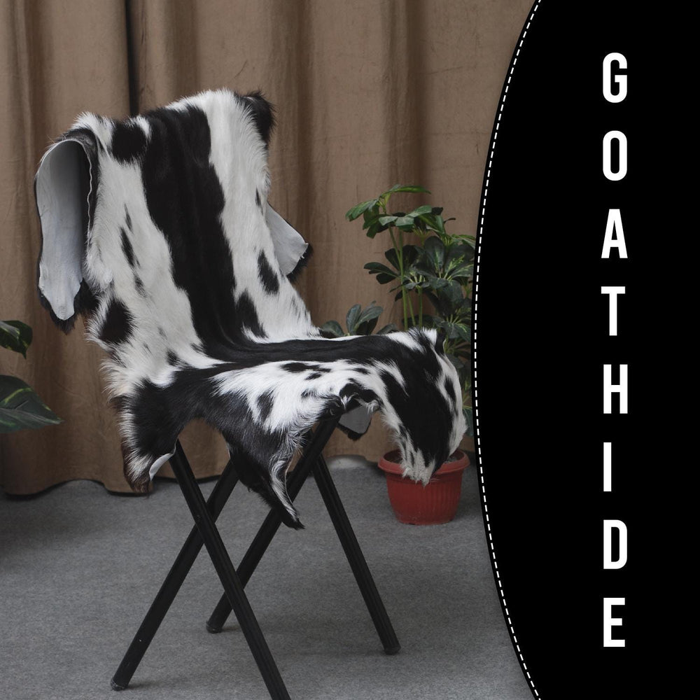 Luxury Handmade Black & White Goat Skin Rug - Soft, Hypoallergenic, Non-Shedding, Sustainable, Eco-Friendly - Perfect for Any Room in Your - Celestial Leather Limited