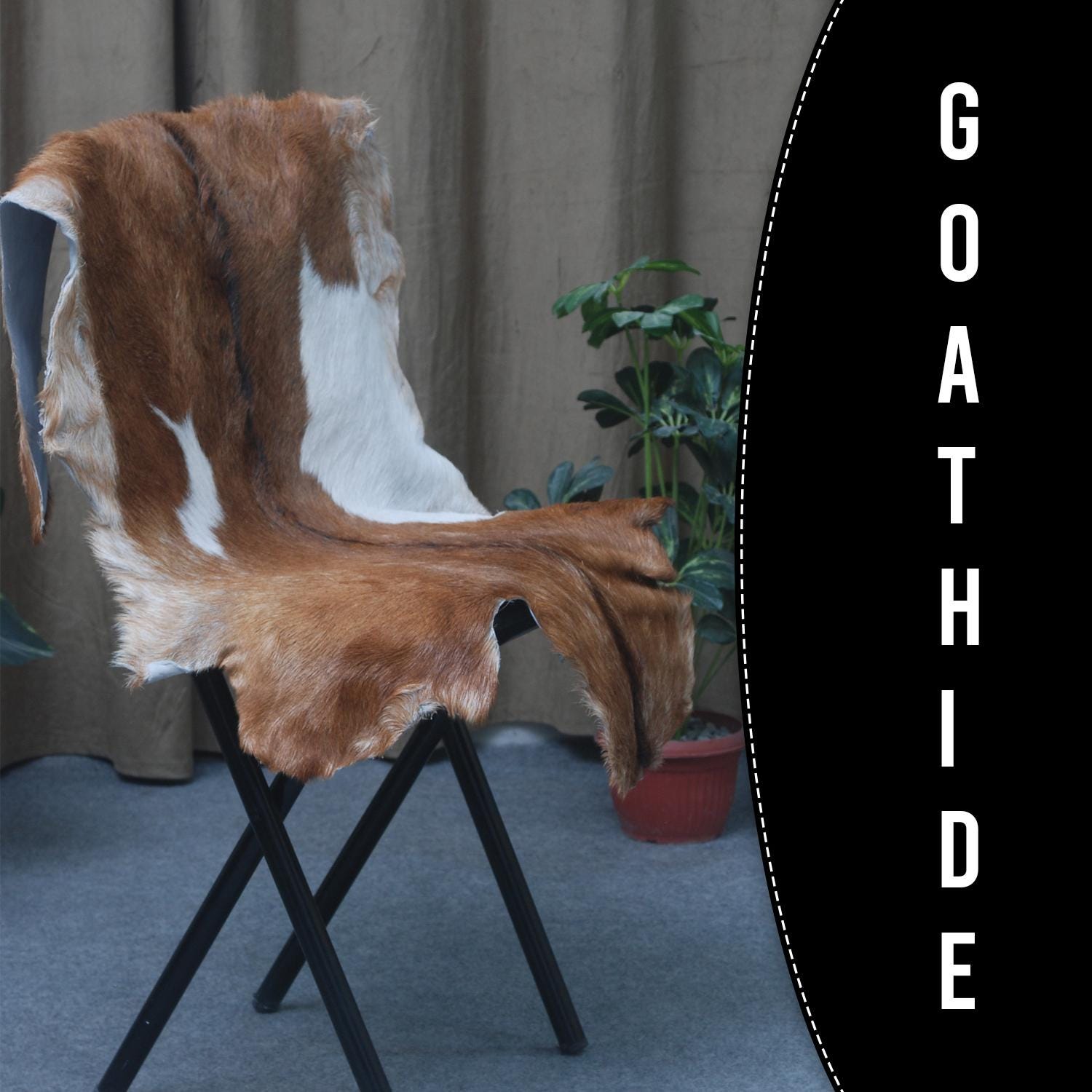 Luxurious Brown And White Goat Skin Rug - Handmade Pure Goat Skin Floor Rug with Unique Colour Variations - Celestial Leather Limited