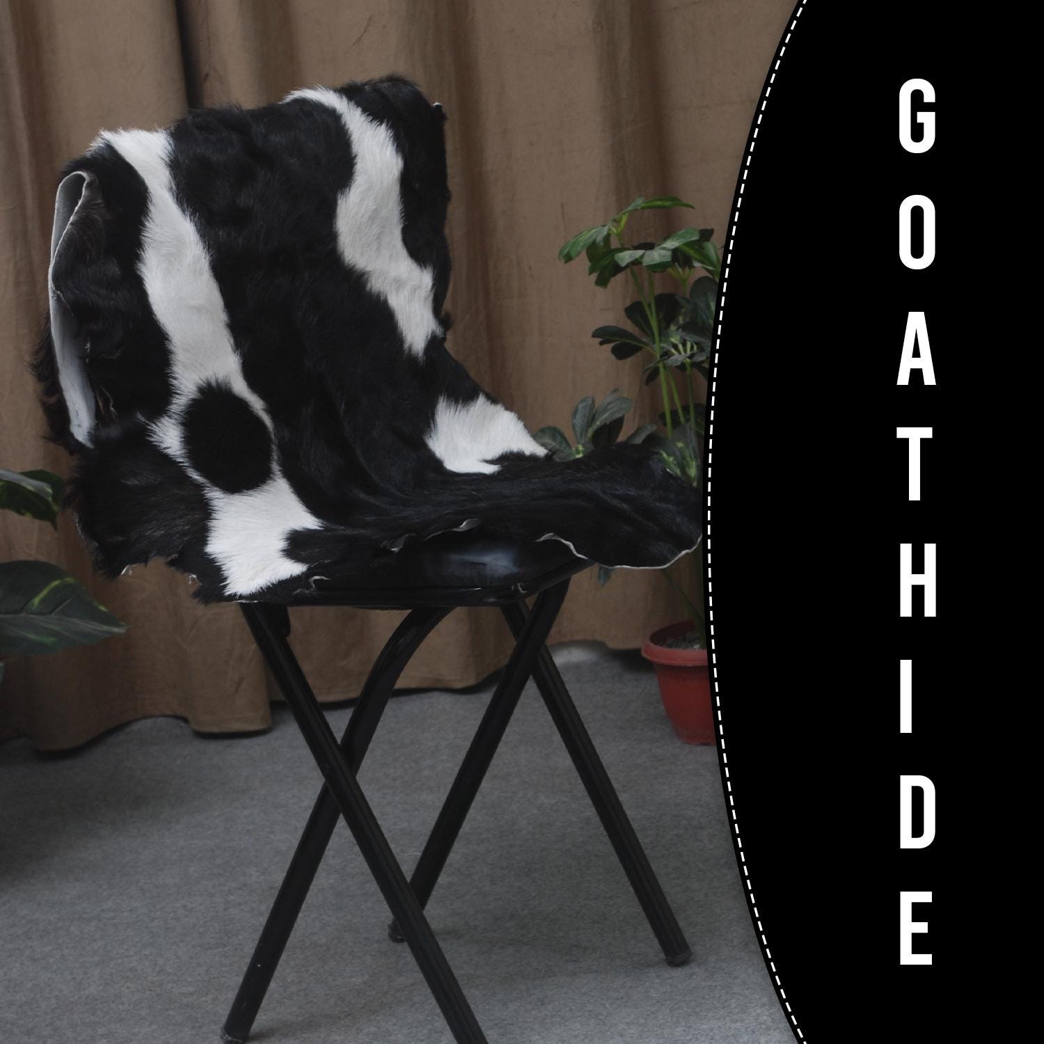 Luxury Black & White Goat Skin Rug - Handmade, Soft & Non-Shedding Goat Skin Floor Rug - Celestial Leather Limited