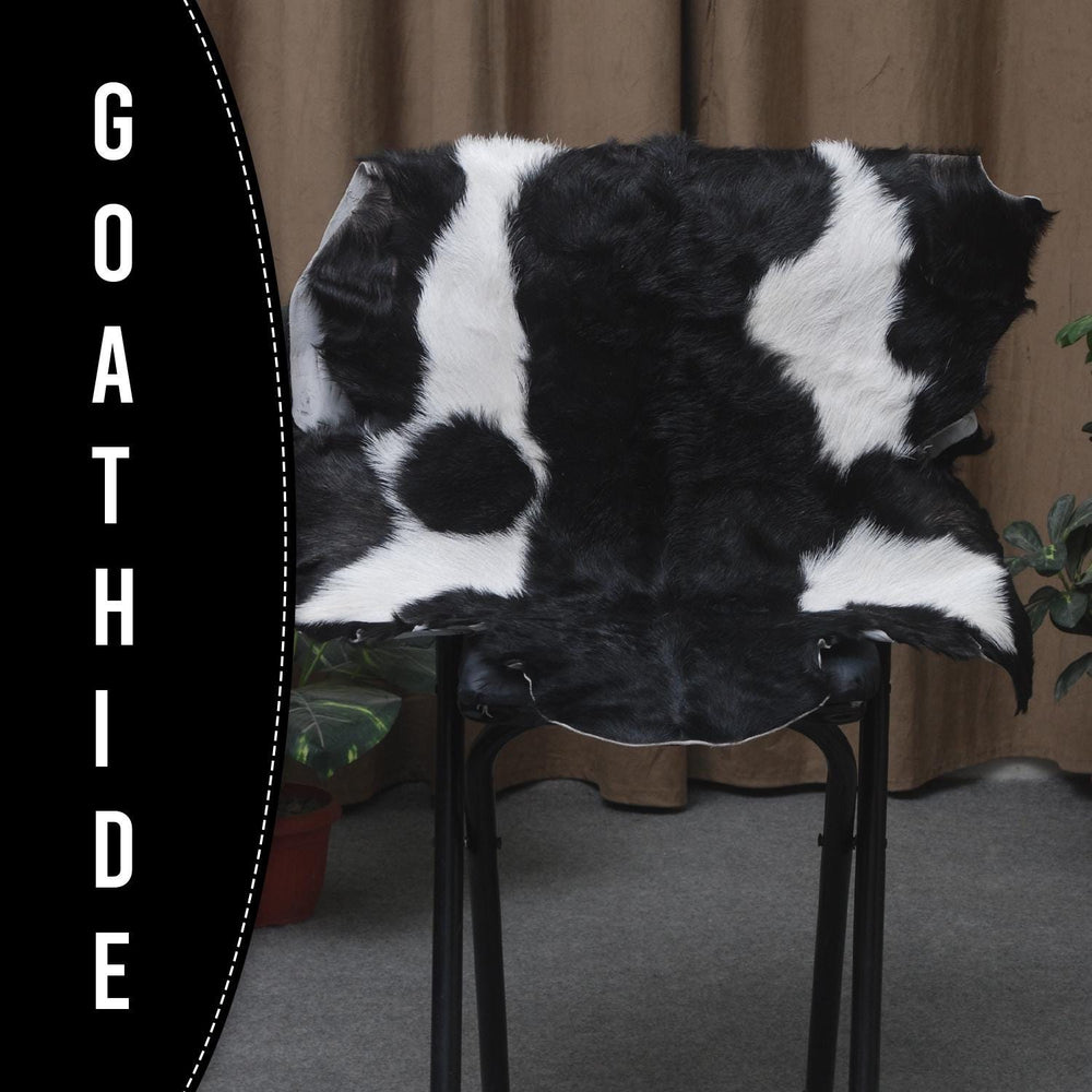 Luxury Black & White Goat Skin Rug - Handmade, Soft & Non-Shedding Goat Skin Floor Rug - Celestial Leather Limited