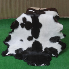 Luxury Black & White Goat Skin Rug with Non-Slip Backing - Hypoallergenic, Non-Shedding & Durable - Handmade Eco-Friendly Floor Rug - Celestial Leather Limited