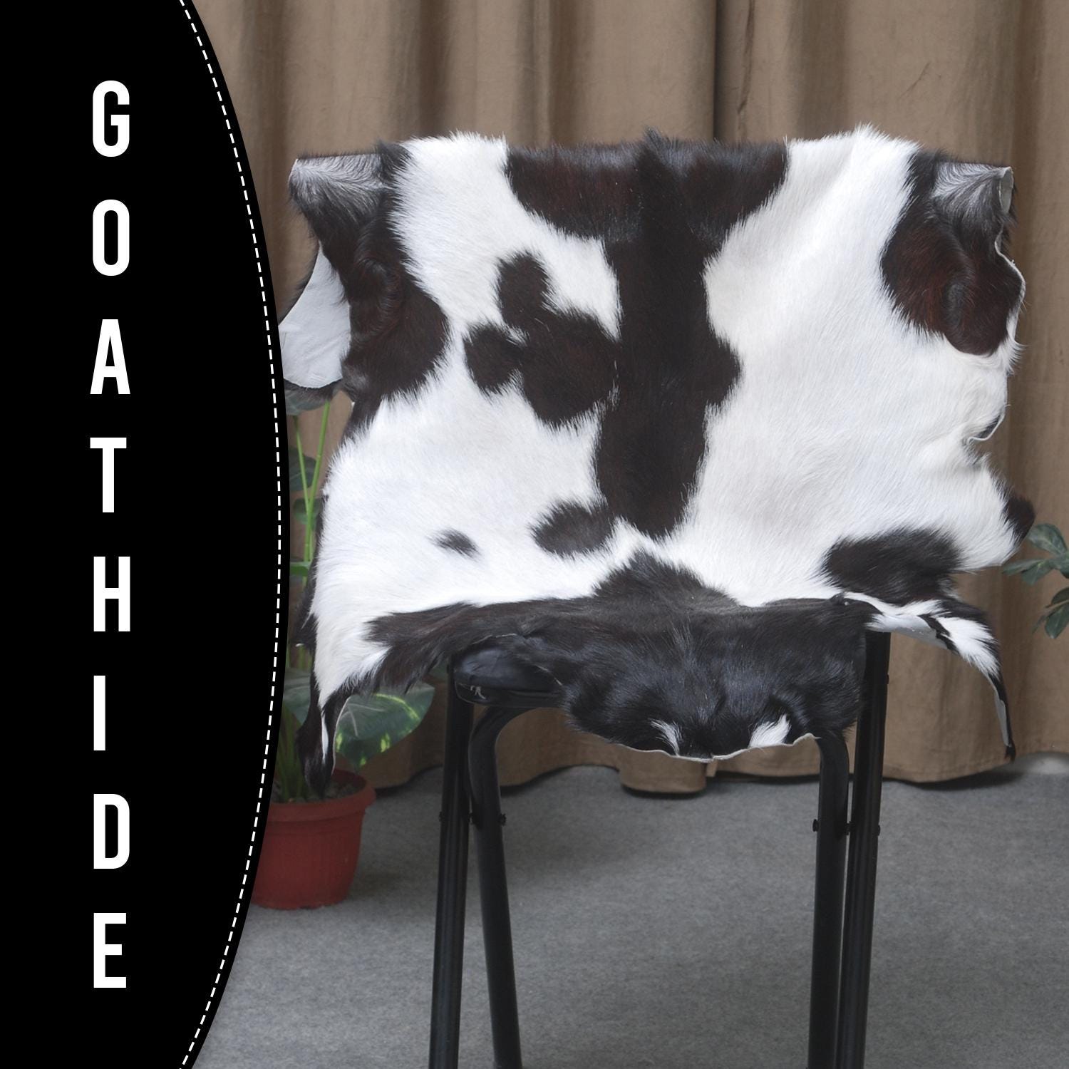 Luxury Black & White Goat Skin Rug with Non-Slip Backing - Hypoallergenic, Non-Shedding & Durable - Handmade Eco-Friendly Floor Rug - Celestial Leather Limited