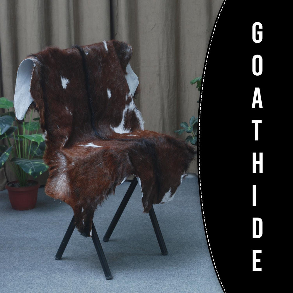 Luxury Dark Brown & White Goat Skin Rug - Durable, Hypoallergenic, Non-Shedding, Eco-Friendly - Enhance Your Home with Natural Beauty - Celestial Leather Limited