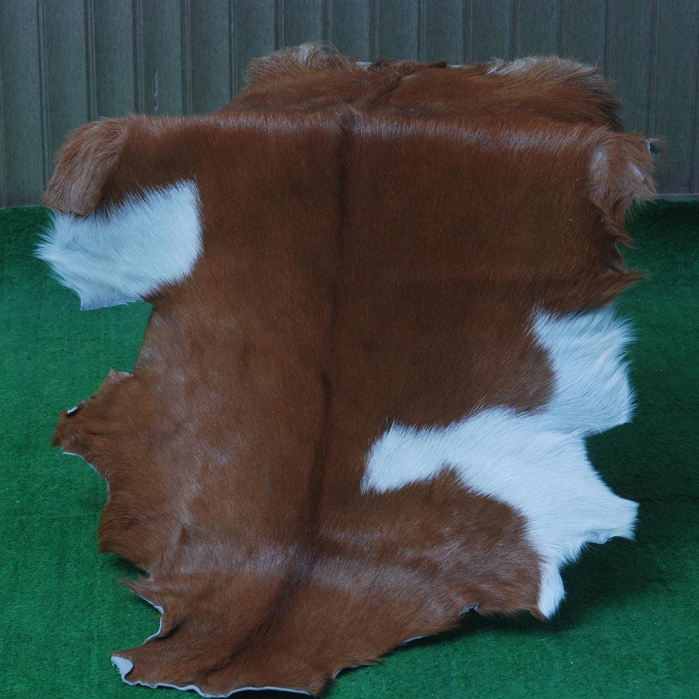 Luxury Brown & White Goat Hide Rug | Premium Hair-On Skin Rug for Home Decor - Celestial Leather Limited