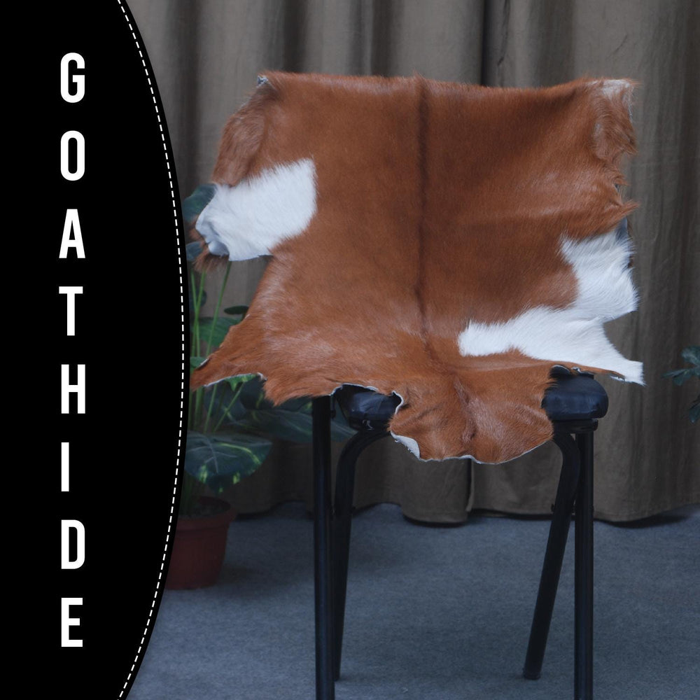 Luxury Brown & White Goat Hide Rug | Premium Hair-On Skin Rug for Home Decor - Celestial Leather Limited