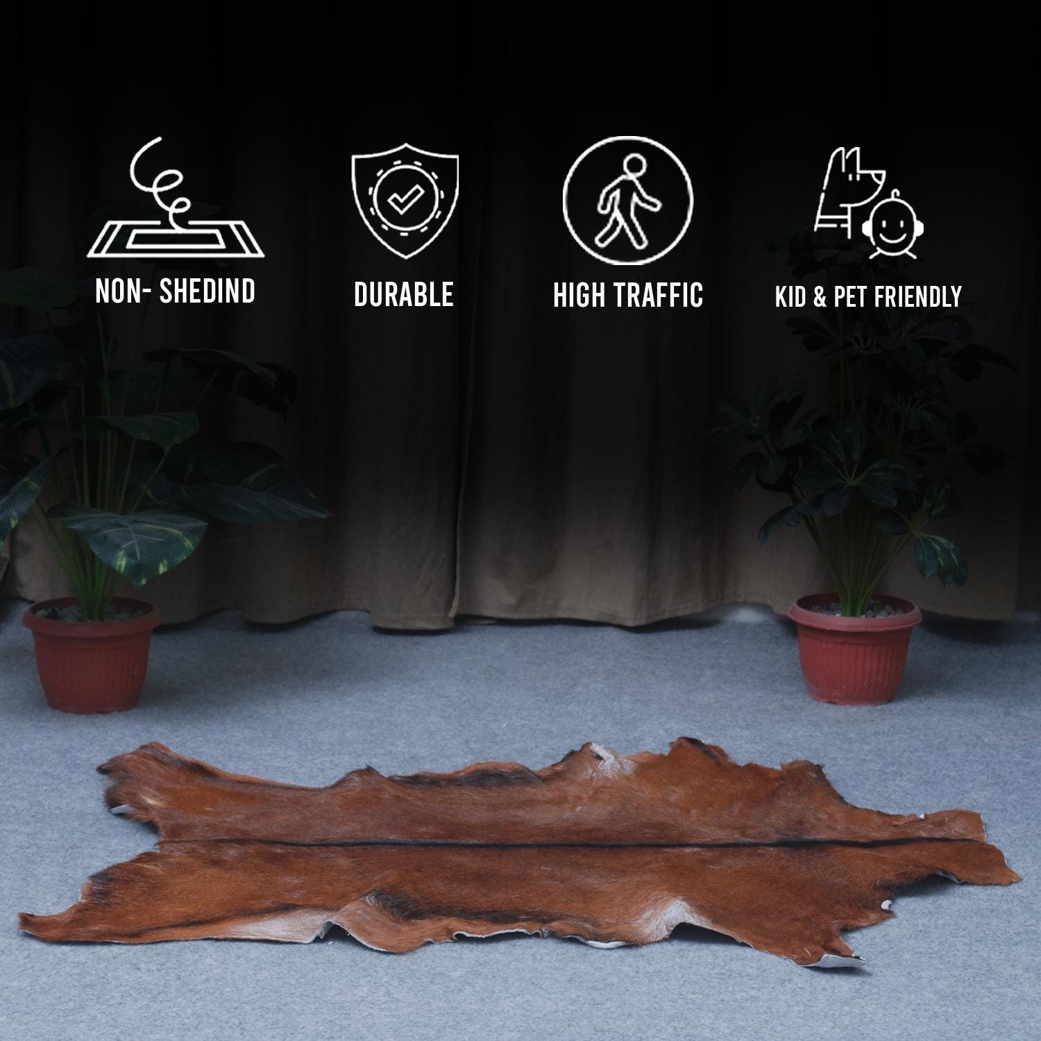 Luxury Brown & White Goat Hide Rug - Premium Natural Hair-on Goat Skin - Handcrafted Eco-Friendly Home Decor - Unique Patterns - Non-Slip - Celestial Leather Limited