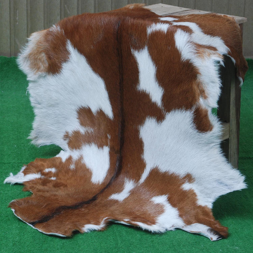 Luxury Handmade Brown & White Goat Skin Rug | Soft, Durable, Non-Shedding, Eco-Friendly | Unique Rustic Charm | Hypoallergenic | Non-Slip - Celestial Leather Limited