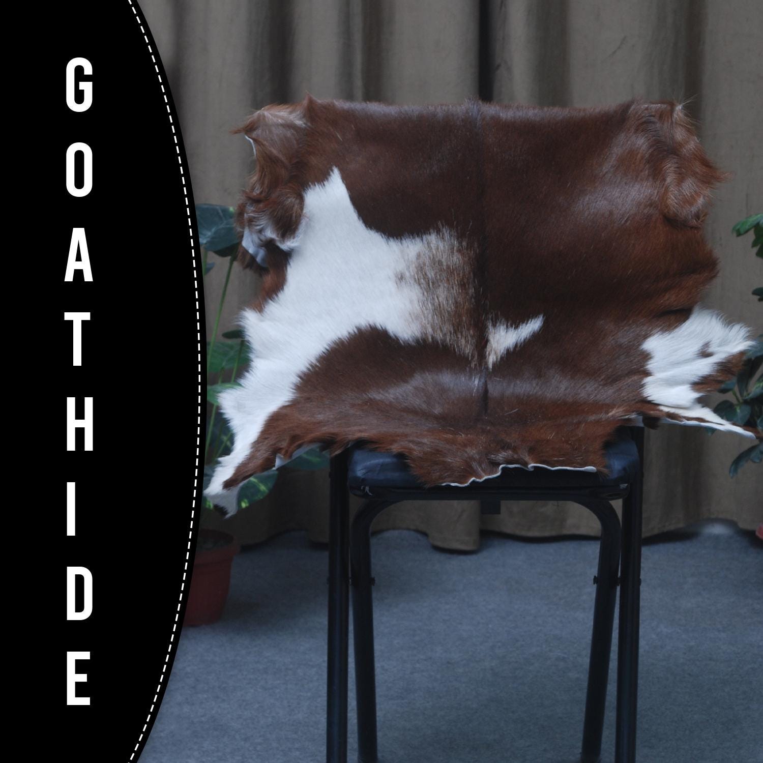 Luxurious Dark Brown & White Goat Skin Rug - Handmade from 100% Pure Goat Skin, Non-Shedding, Hypoallergenic, Eco-Friendly & Kid-Friendly - Celestial Leather Limited