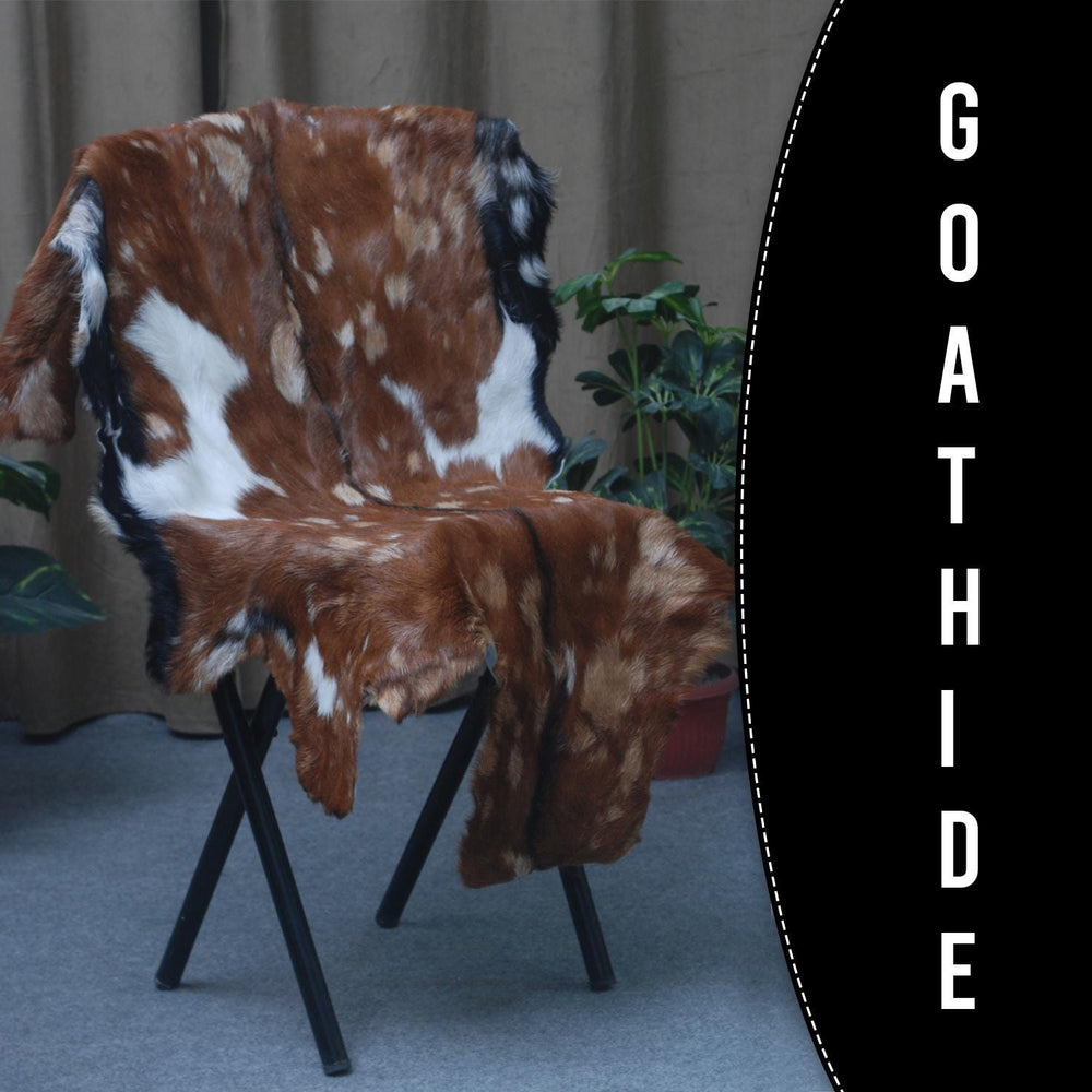 Luxurious Handmade Multicolour Goat Skin Rug - Soft, Pet-Friendly, Eco-Friendly, Non-Shedding & Unique Art Piece for Your Home - Celestial Leather Limited