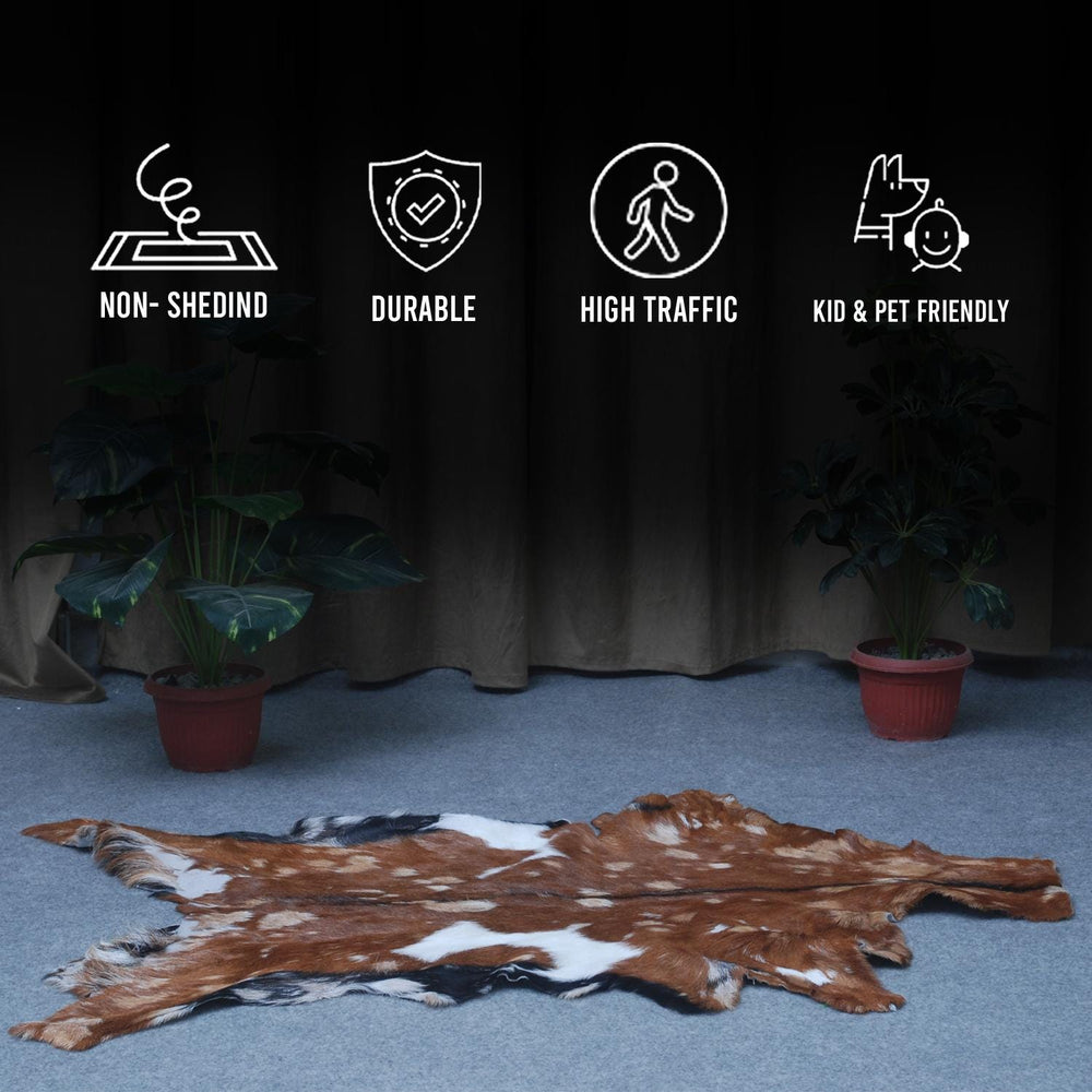 Luxurious Handmade Multicolour Goat Skin Rug - Soft, Pet-Friendly, Eco-Friendly, Non-Shedding & Unique Art Piece for Your Home - Celestial Leather Limited