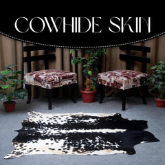 Luxurious Black & White Cowhide Rug - Hypoallergenic, Non-slip, Unique Natural Beauty - Stylish Bedroom - Living Room Décor - Free UK
