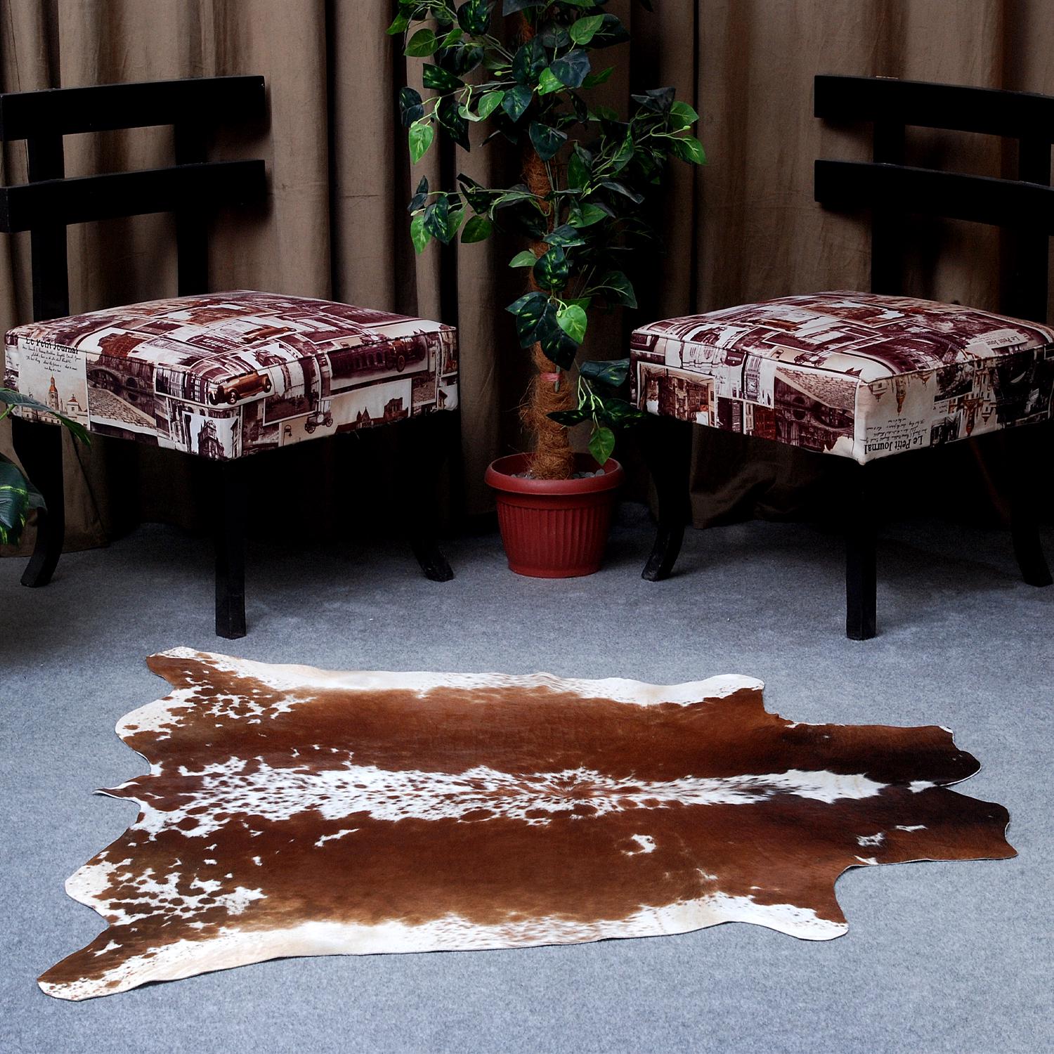 Luxurious Multicolour Cowhide Rug with Animal Print - Handmade, Hypoallergenic, Non-Slip Backing - Unique and Elegant Home Decor Piece