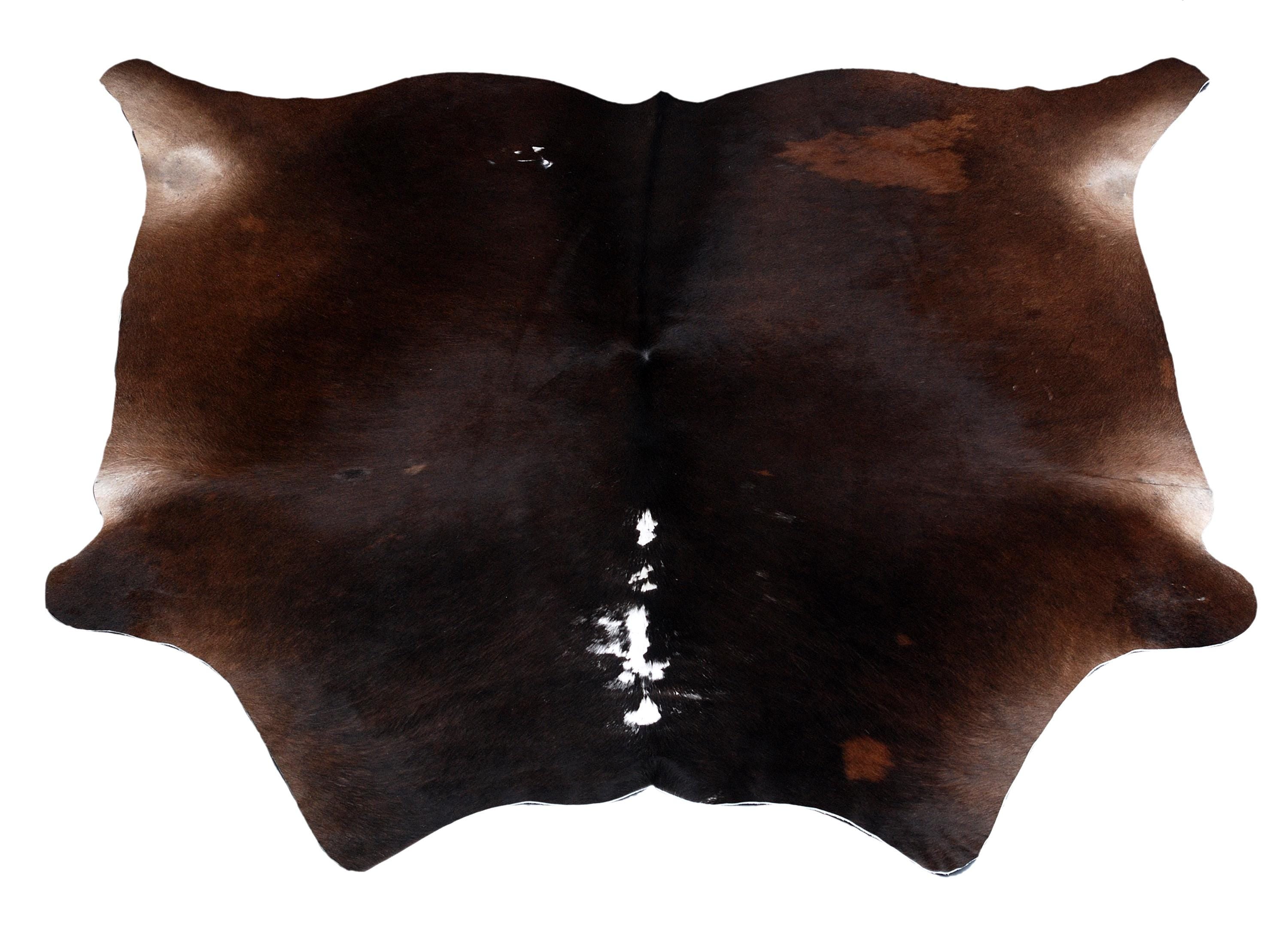 Luxurious XL Dark Brown Cowhide Rug with Hypoallergenic & Non-Slip Back - Hand selected Premium Hide for Elegant Décor