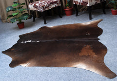 Luxurious XL Dark Brown Cowhide Rug with Hypoallergenic & Non-Slip Back - Hand selected Premium Hide for Elegant Décor