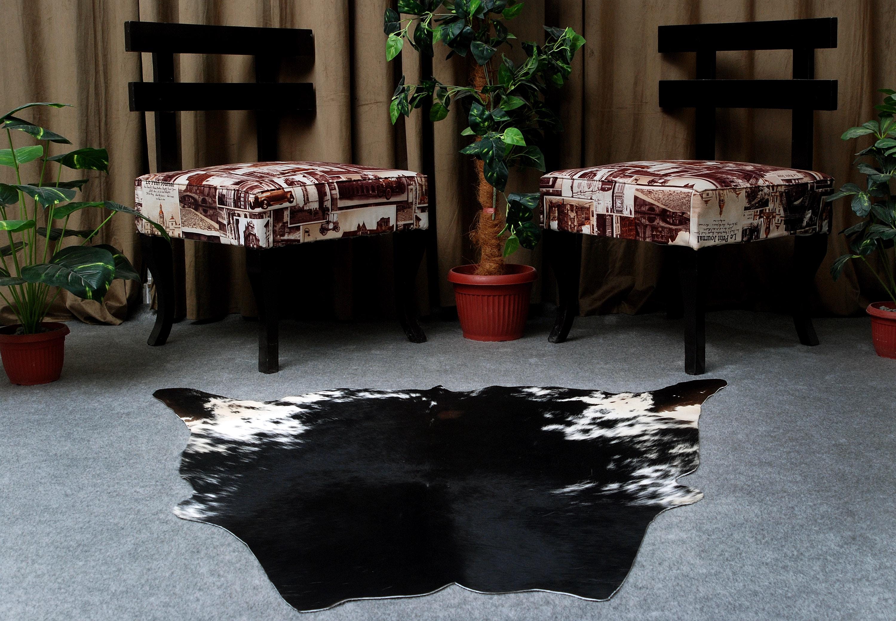 Luxury Dark Brown Cowhide Rug - Handcrafted Hypoallergenic Rug with Natural Dark Brown Hair for Bedroom/Living Room - Medium Size (16-20 sq