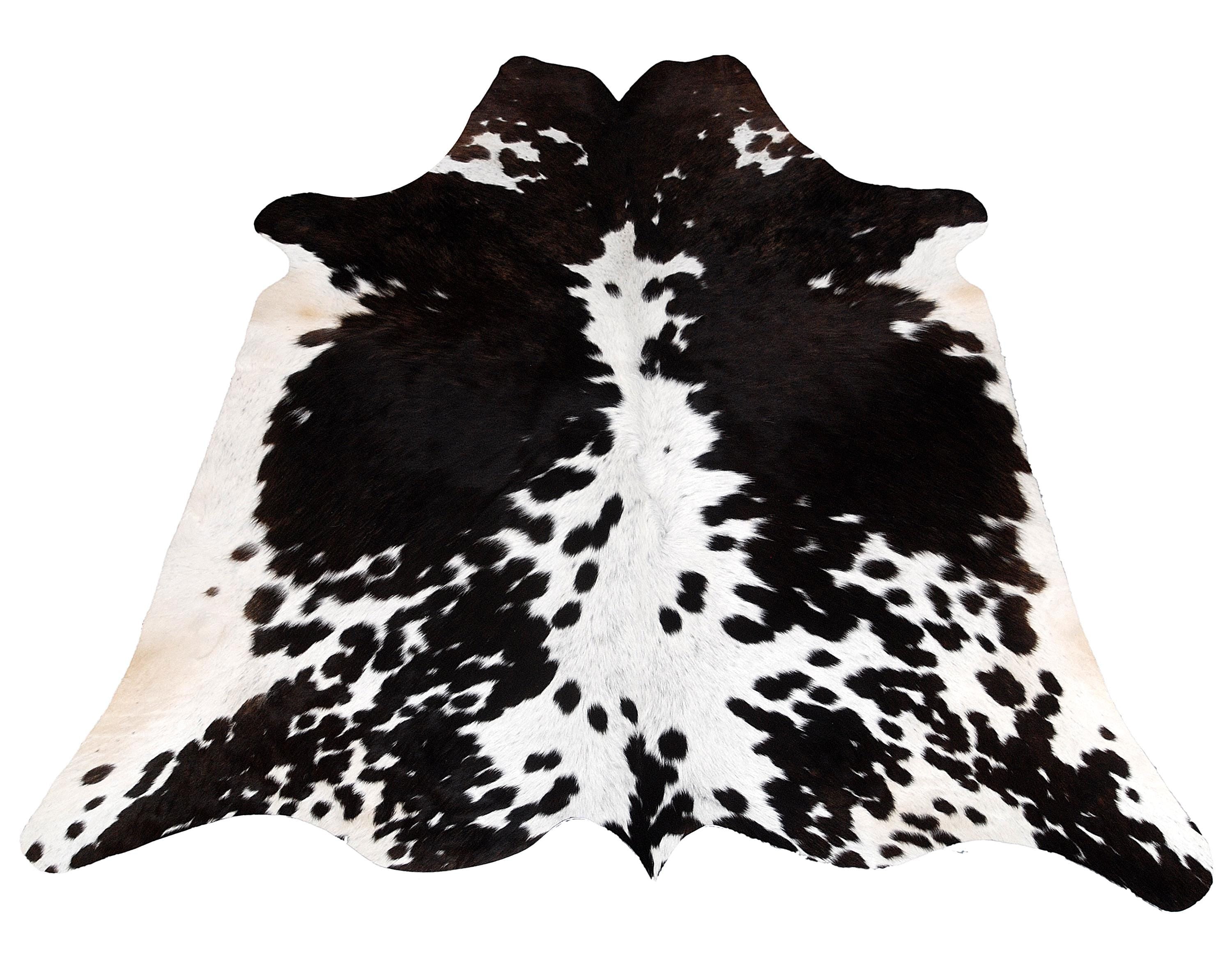 Luxury Dark Brown Cowhide Rug - Natural Hair, Hypoallergenic, Handcrafted, Unique, Durable & Versatile - Medium Size for Bedroom/Living Room