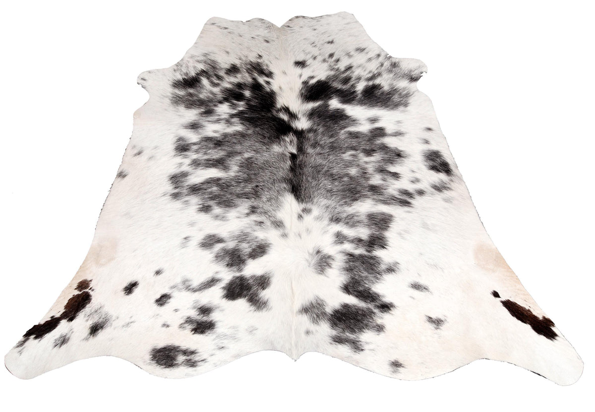 Luxury Grey & White Cowhide Rug - Hypoallergenic, Handcrafted, Unique Beauty - Medium Size for Lounge Décor