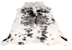 Luxury Grey & White Cowhide Rug - Hypoallergenic, Handcrafted, Unique Beauty - Medium Size for Lounge Décor