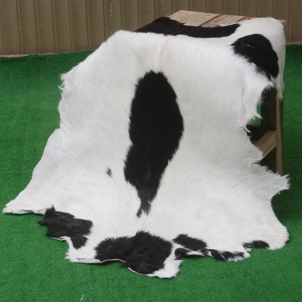 Luxury Black & White Goat Skin Rug - Modern Chic Decor, Natural Softness, Hypoallergenic, Eco-Friendly, Unique Pattern, Non-Slip Backing