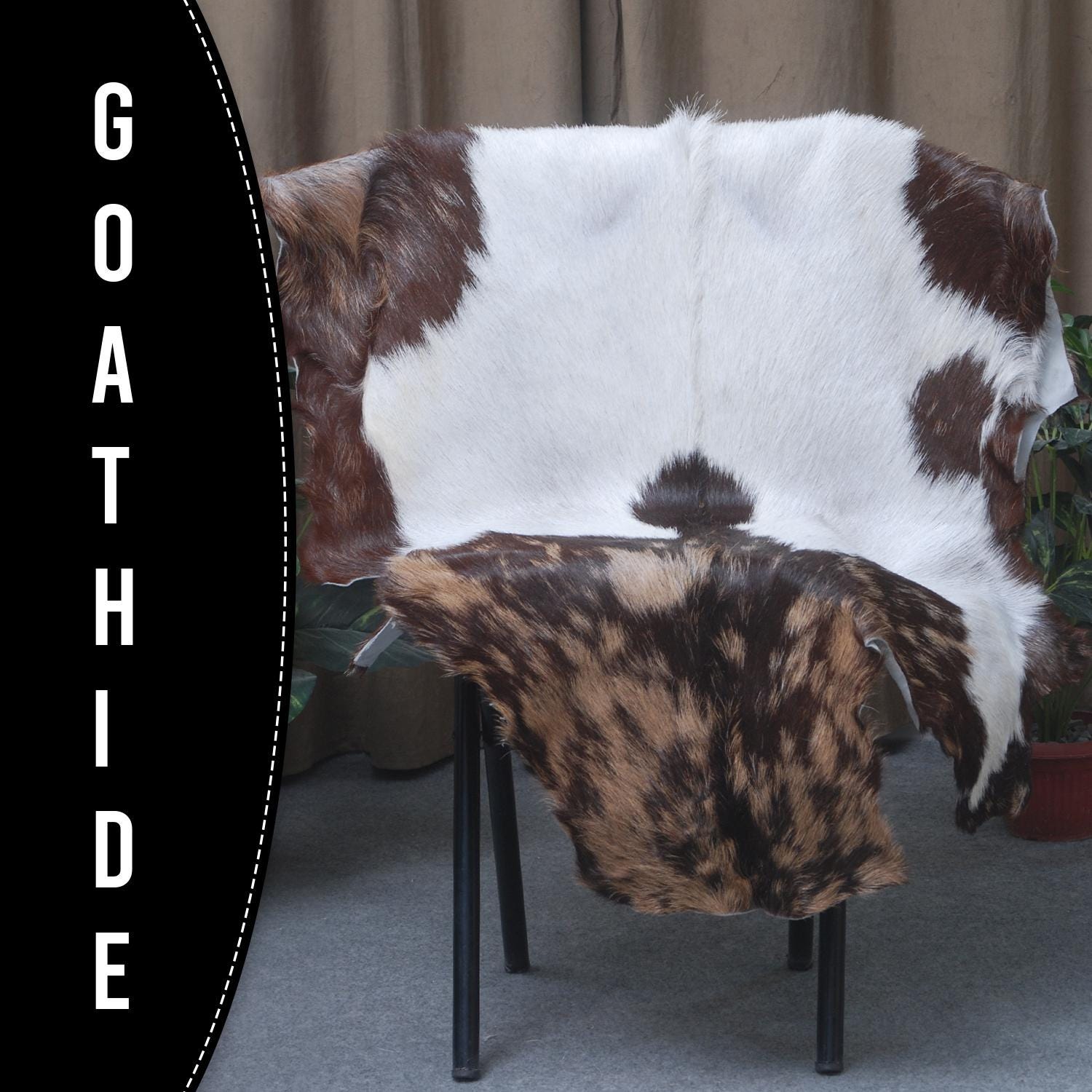 Luxurious Multicolour Goat Skin Rug | Handmade Pure Goat Skin Floor Decor - Soft, Durable, Eco-Friendly - Unique Colour Variations,